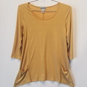 Mustard Fall Color Tunic Top Tunic Comfy Round Neck Front Pockets Women's Size M